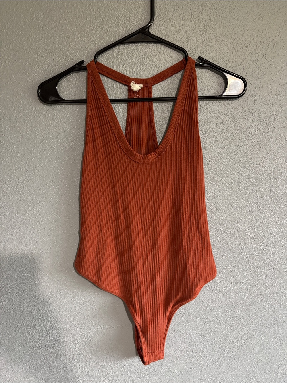 Free People Rust Ribbed One-Piece Bodysuit